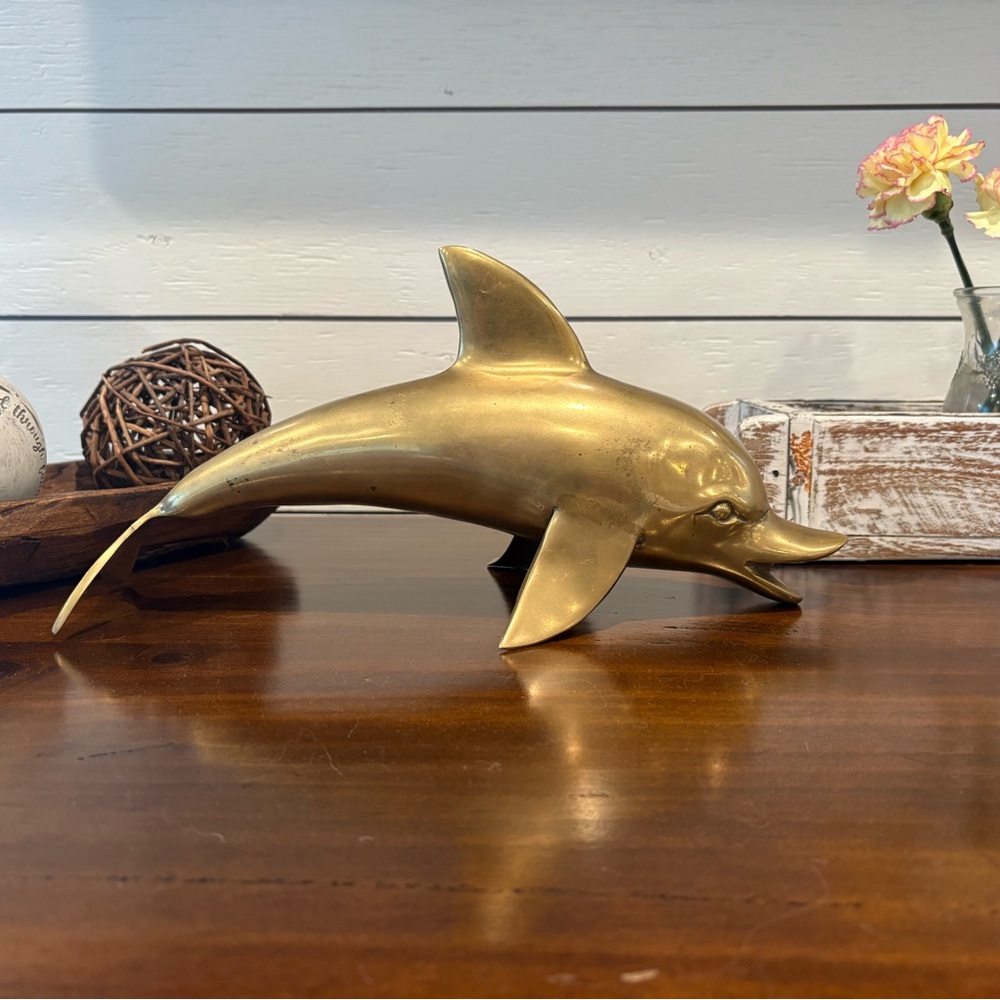 Vintage MCM Large Brass Dolphin